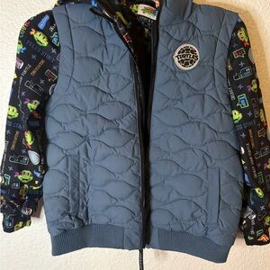 Andy & Evan Blue Kids Puffer Jacket with Black Sleeves
